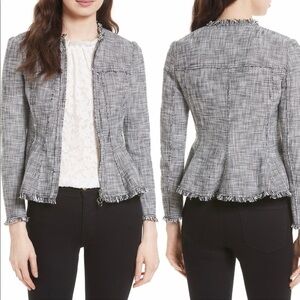 Rebecca Taylor Black & White Tweed Peplum Jacket Size 6